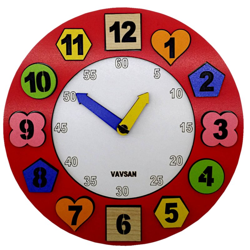 Vavsan Geometrik Şekil Eğitici Saat Oyuncak Puzzle